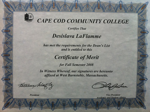 Certificate of Merit - September 2008